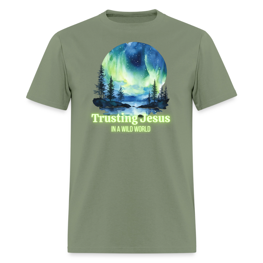 Trusting Jesus In A Wild World - military green