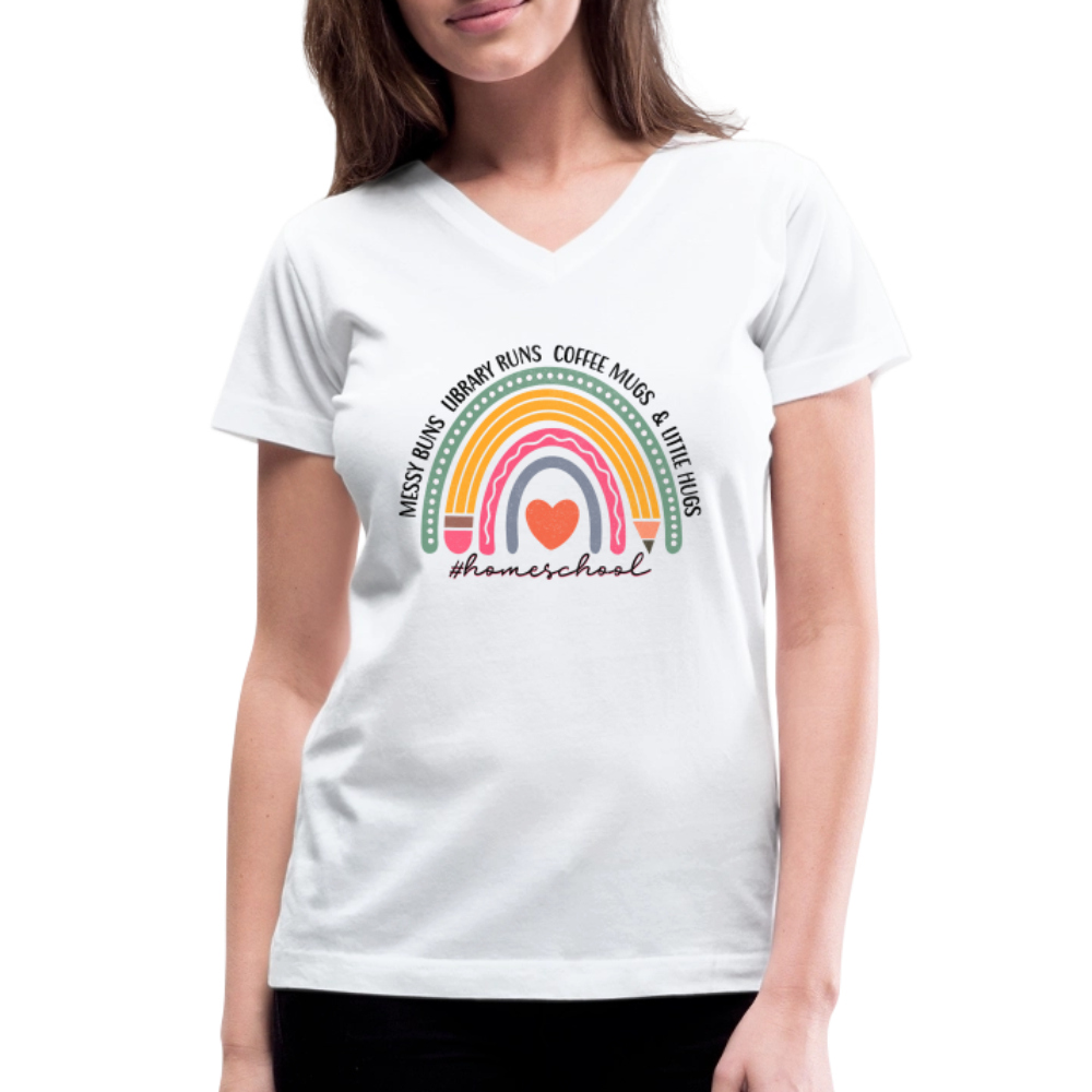 Homeschool Days V-Neck Tee - white