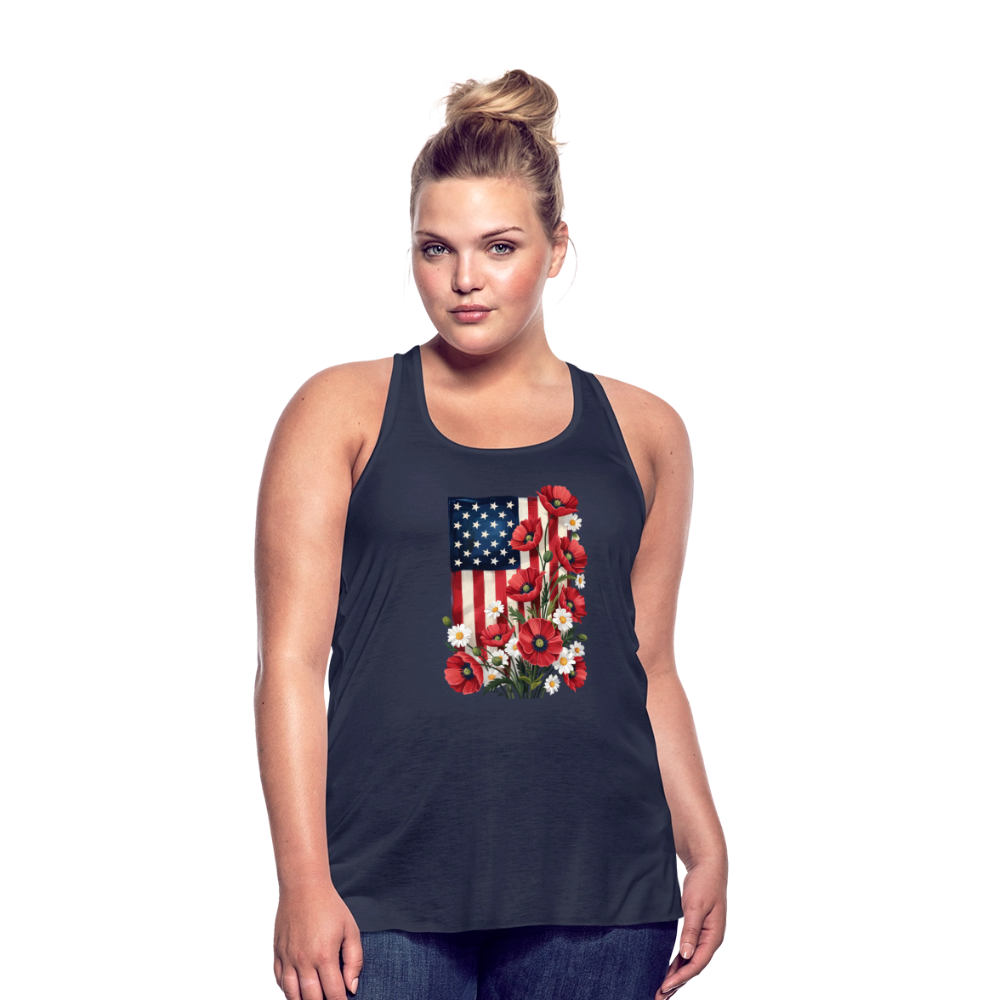 American Poppy Women's Flowy Tank Top by Bella - navy