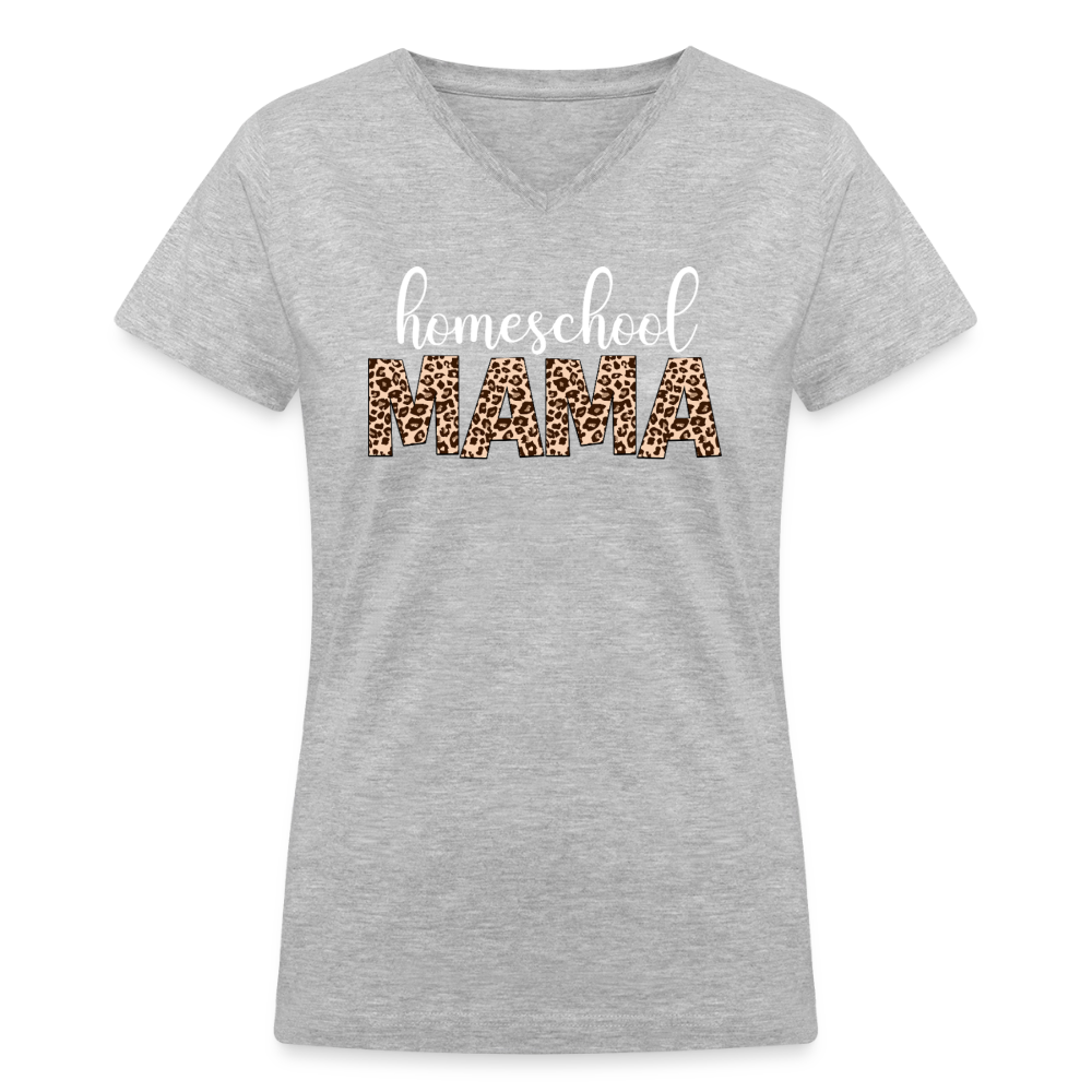 Homeschool Mama V-Neck Tee - gray