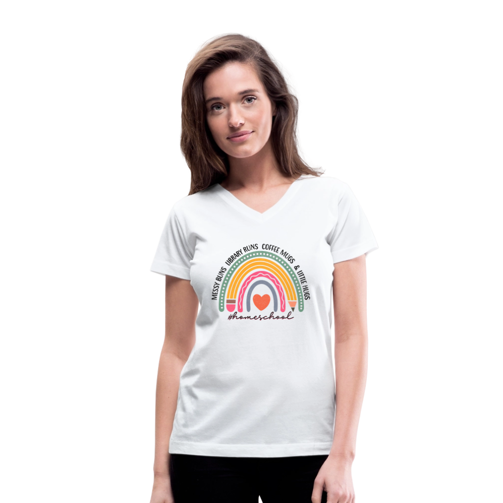 Homeschool Days V-Neck Tee - white
