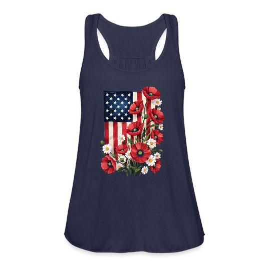 American Poppy Women's Flowy Tank Top by Bella - navy