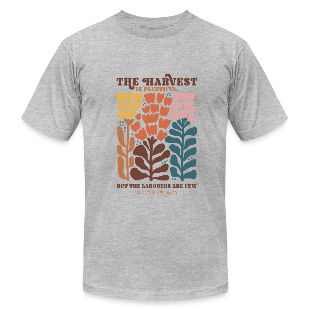 "The Harvest is Plentiful" Unisex Jersey T-Shirt by Bella + Canvas - heather gray