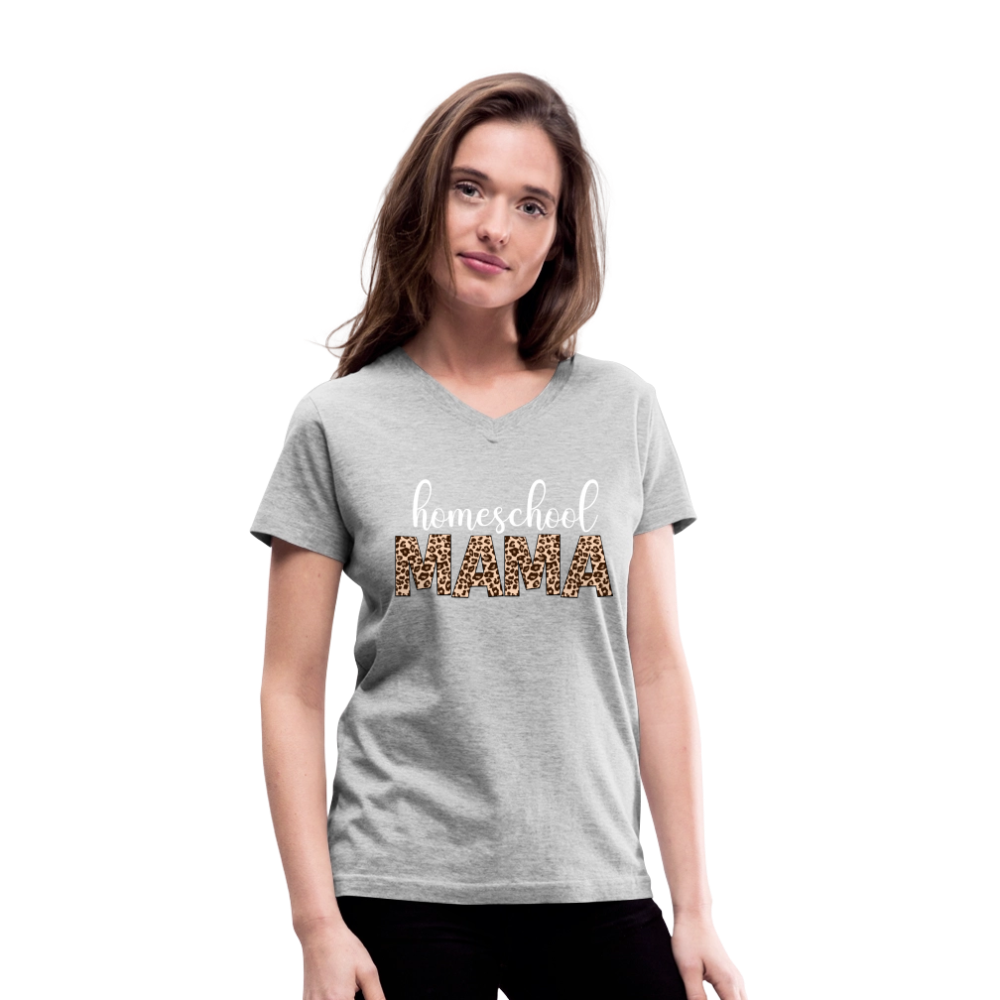 Homeschool Mama V-Neck Tee - gray