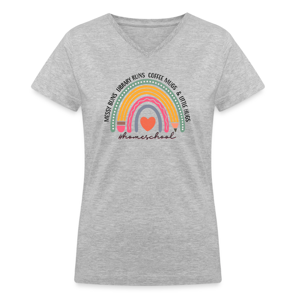 Homeschool Days V-Neck Tee - gray