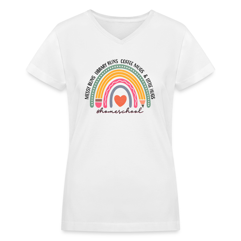 Homeschool Days V-Neck Tee - white