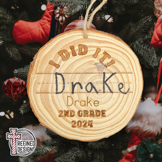 Personalized Handwriting Milestone Wood Slice Ornament