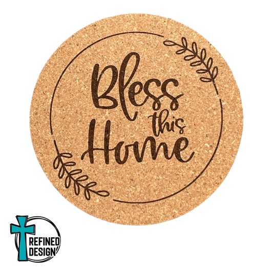 "Bless This Home" Cork Coaster