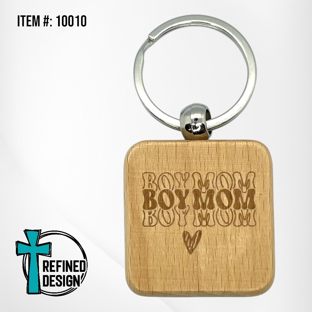 “Boy Mom” Keychain – Refined Design