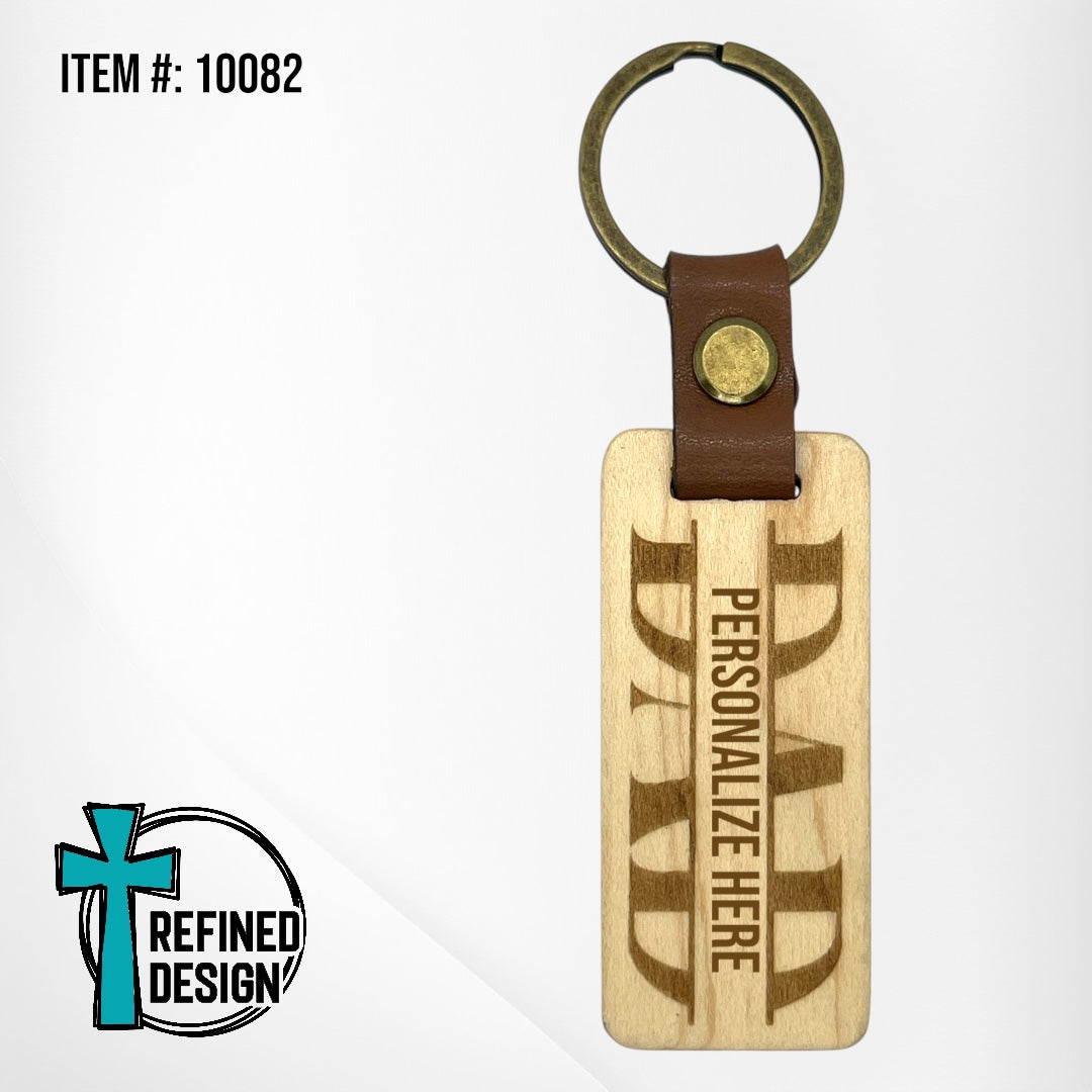 “Dad Split” Wood and Leather Keychain