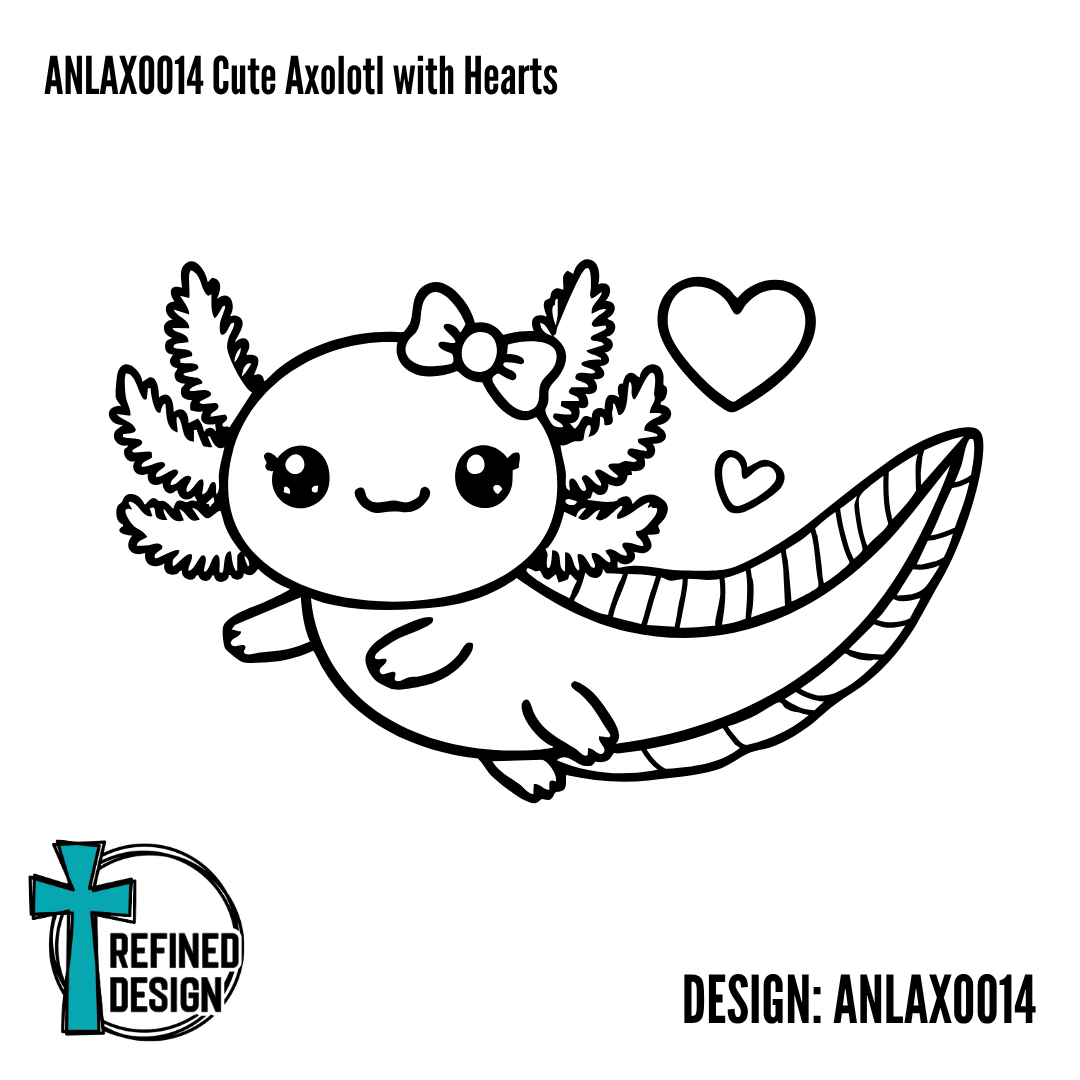 ANLAXO014 Cute Axolotl with Hearts