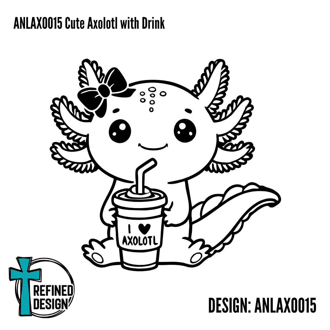 ANLAXO015 Cute Axolotl with Drink