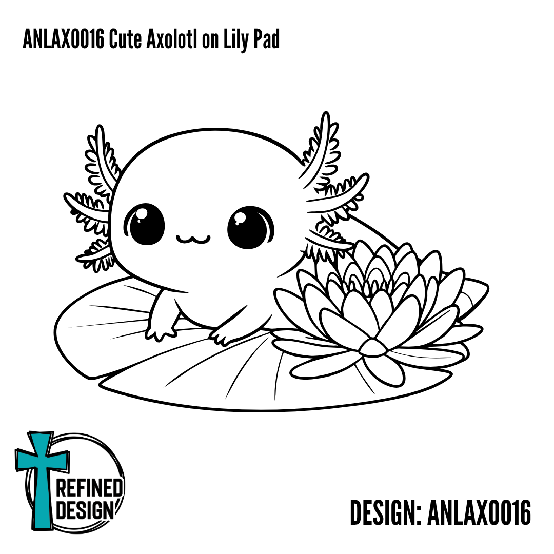 ANLAXO016 Cute Axolotl on Lily Pad