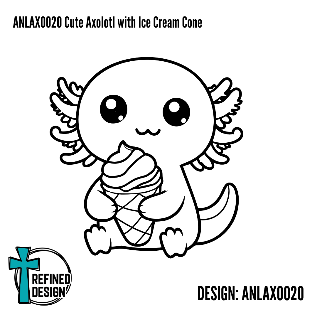ANLAXO020 Cute Axolotl with Ice Cream Cone