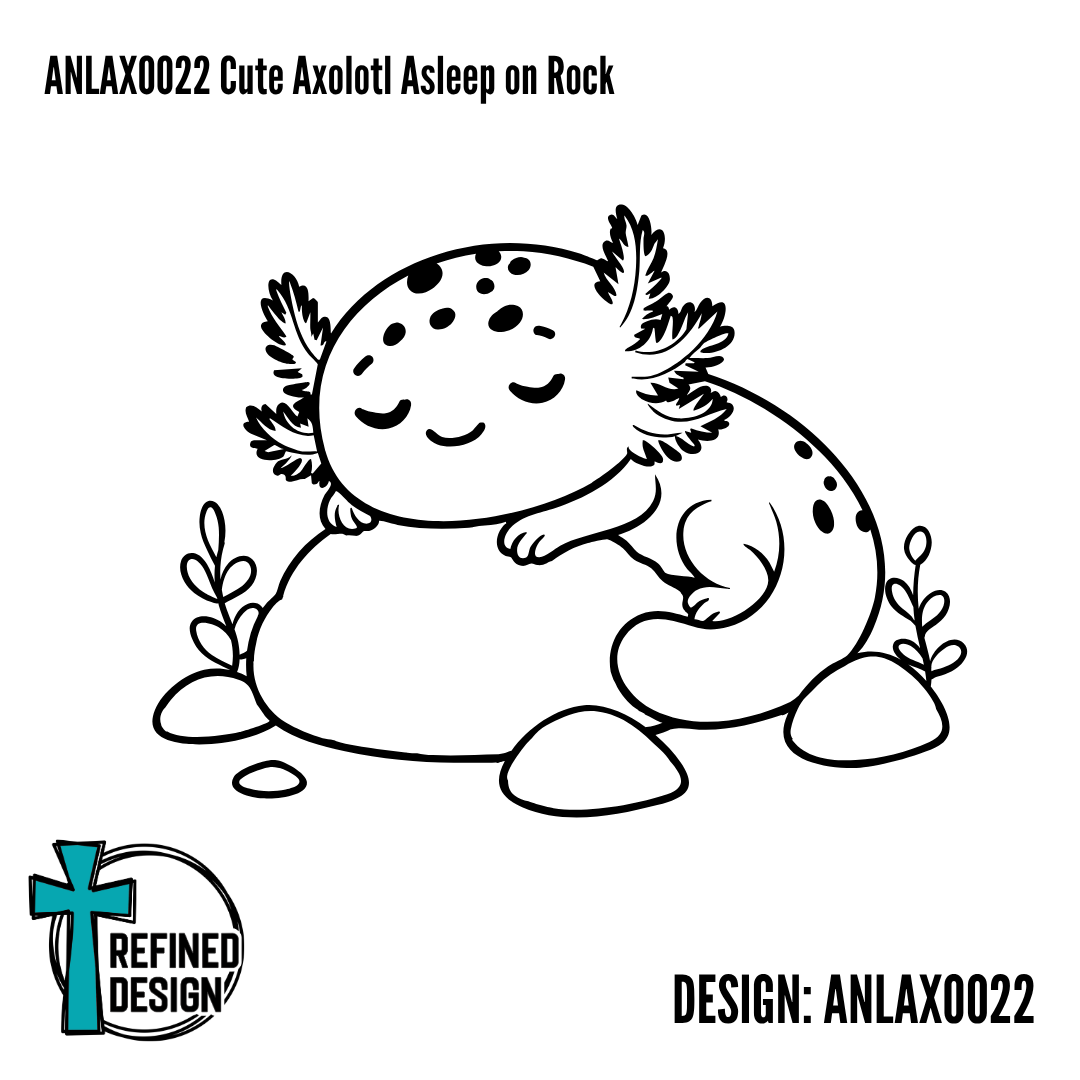ANLAXO022 Cute Axolotl Asleep on Rock