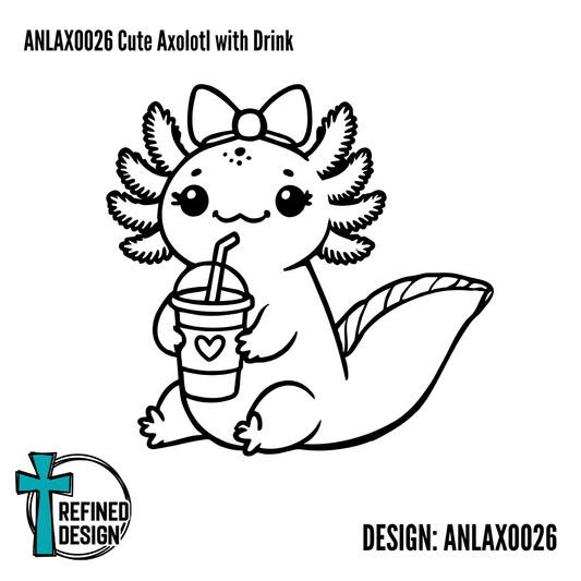 ANLAXO026 Cute Axolotl with Drink
