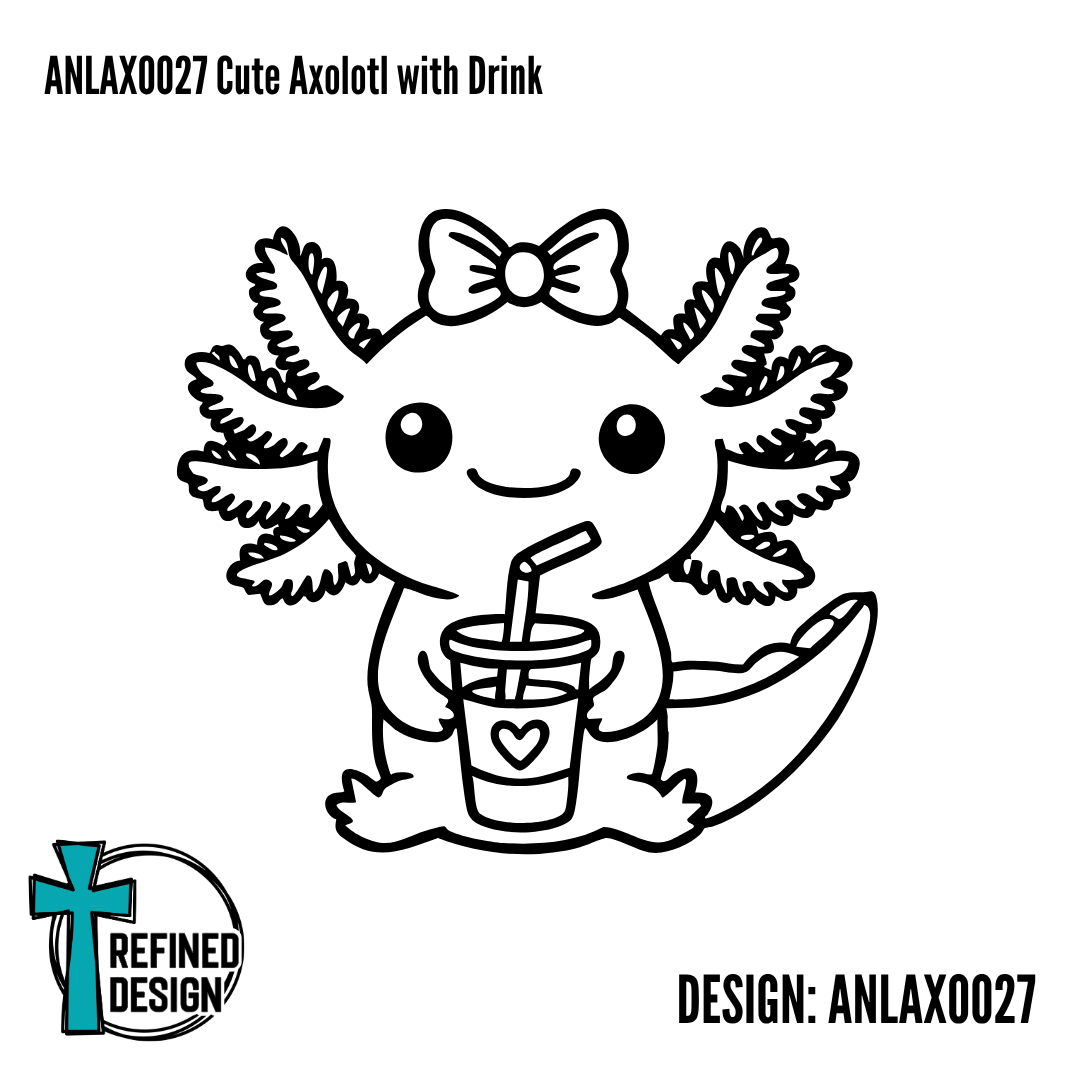 ANLAXO027 Cute Axolotl with Drink