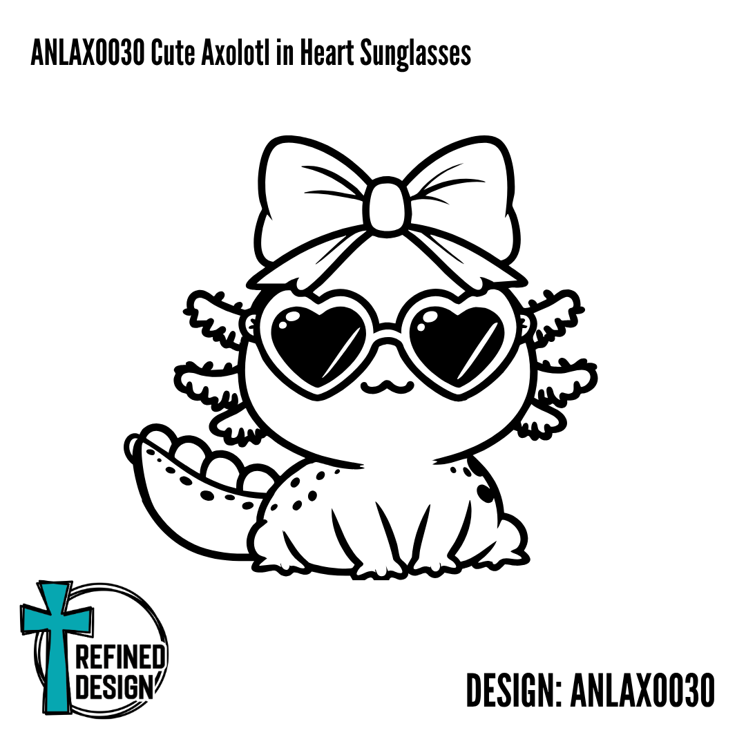 ANLAXO030 Cute Axolotl in Heart Sunglasses