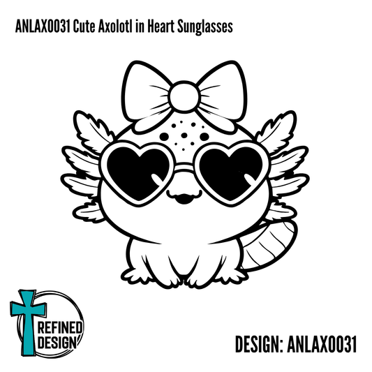 ANLAXO031 Cute Axolotl in Heart Sunglasses