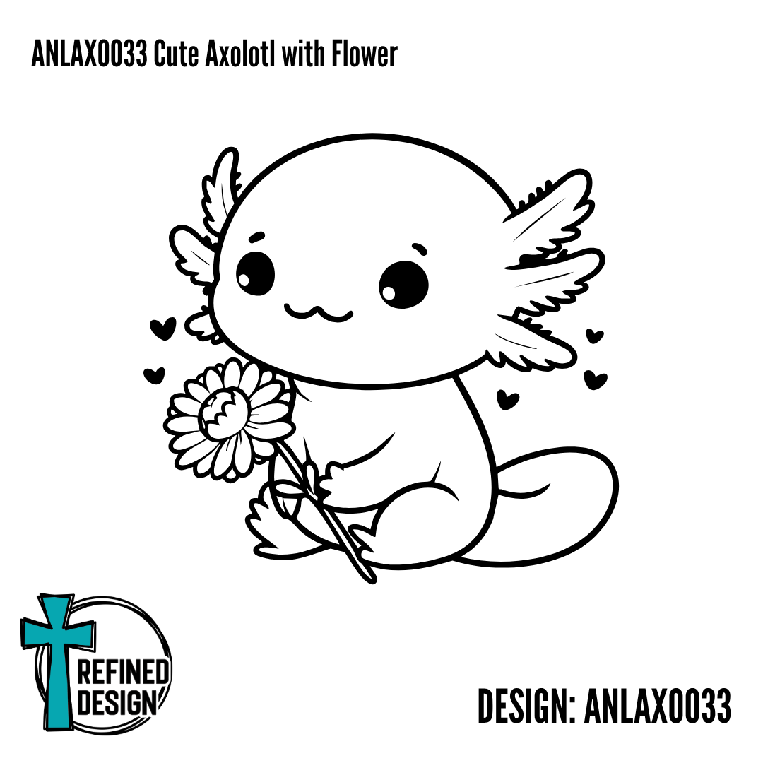ANLAXO033 Cute Axolotl with Flower