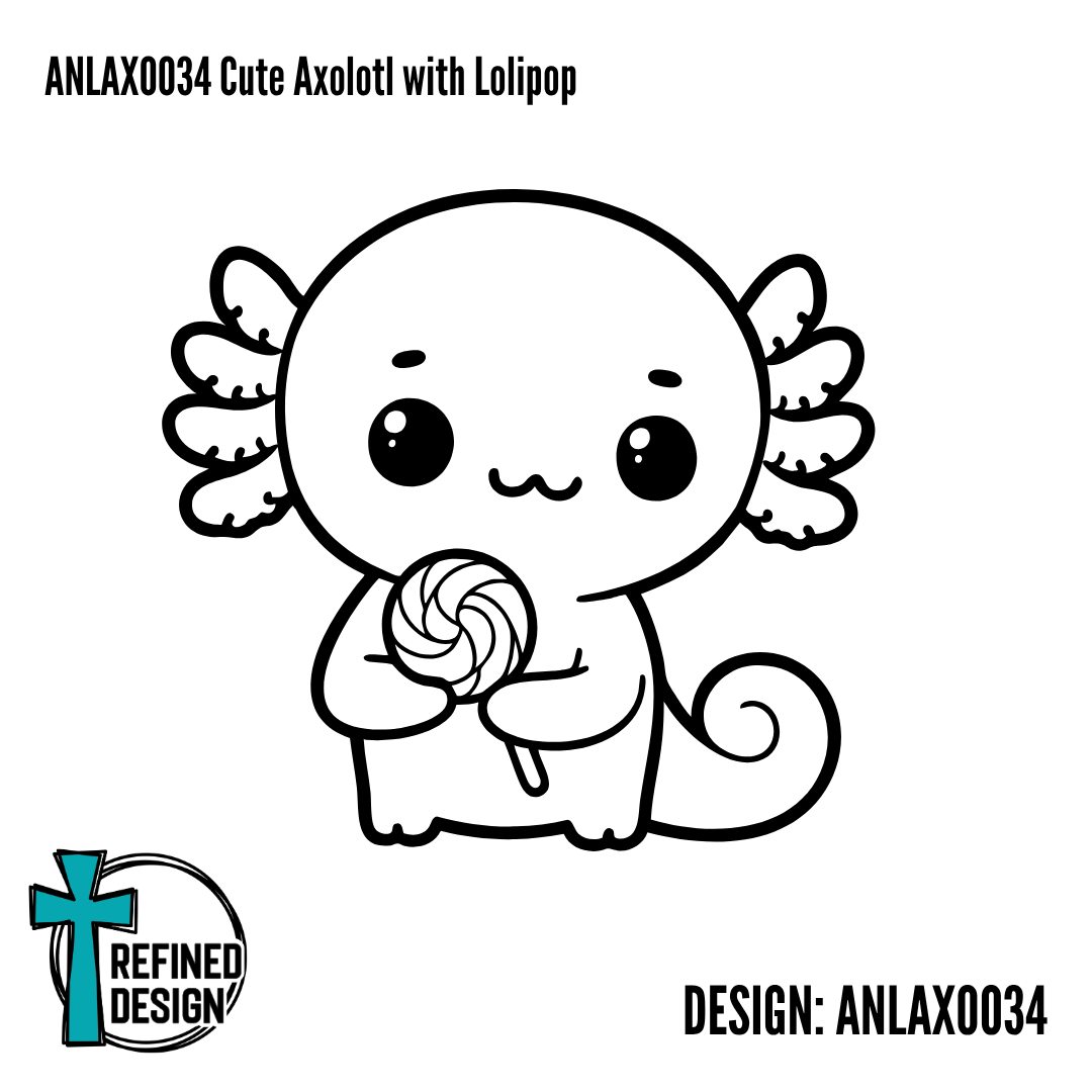 ANLAXO034 Cute Axolotl with Lolipop
