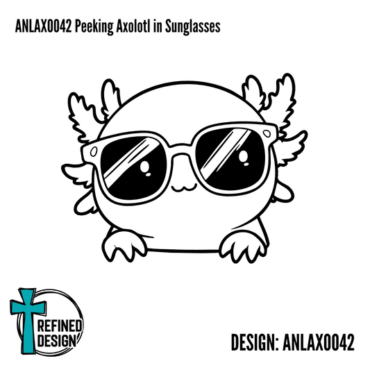ANLAXO042 Peeking Axolotl in Sunglasses