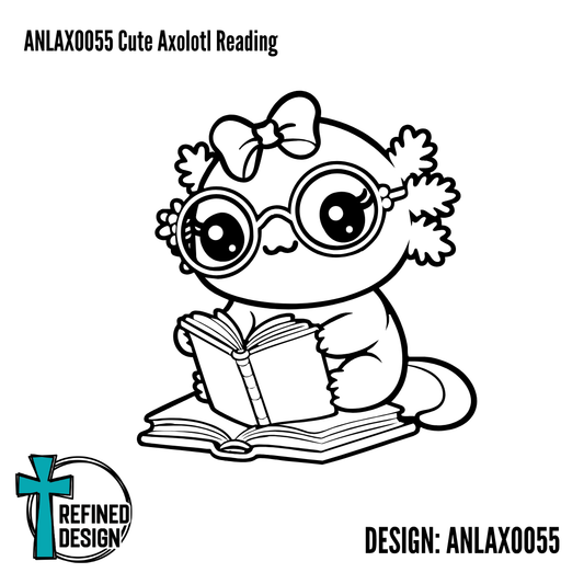 ANLAXO055 Cute Axolotl Reading