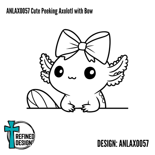 ANLAXO057 Cute Peeking Axolotl with Bow