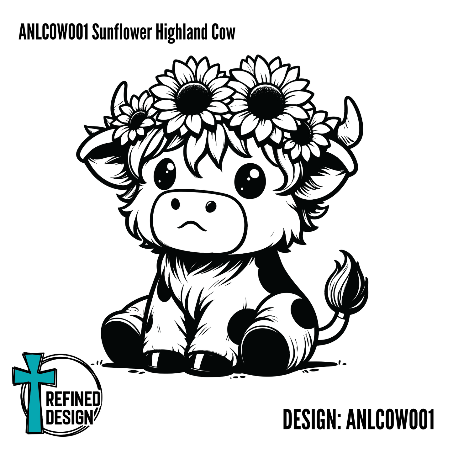 ANLCOW001 Sunflower Highland Cow