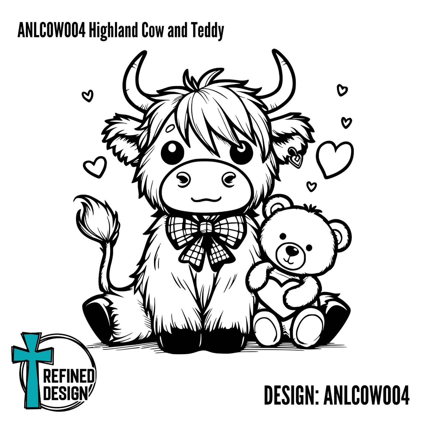 ANLCOW004 Highland Cow and Teddy