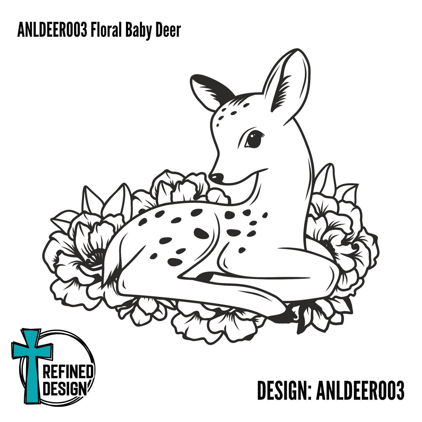 ANLDEER003 Floral Baby Deer