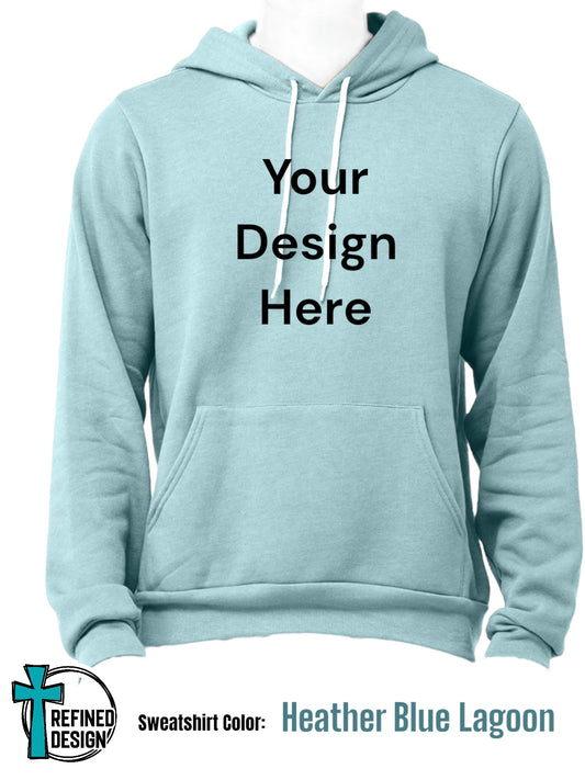 Personalized Heather Blue Lagoon Hooded Sweatshirt