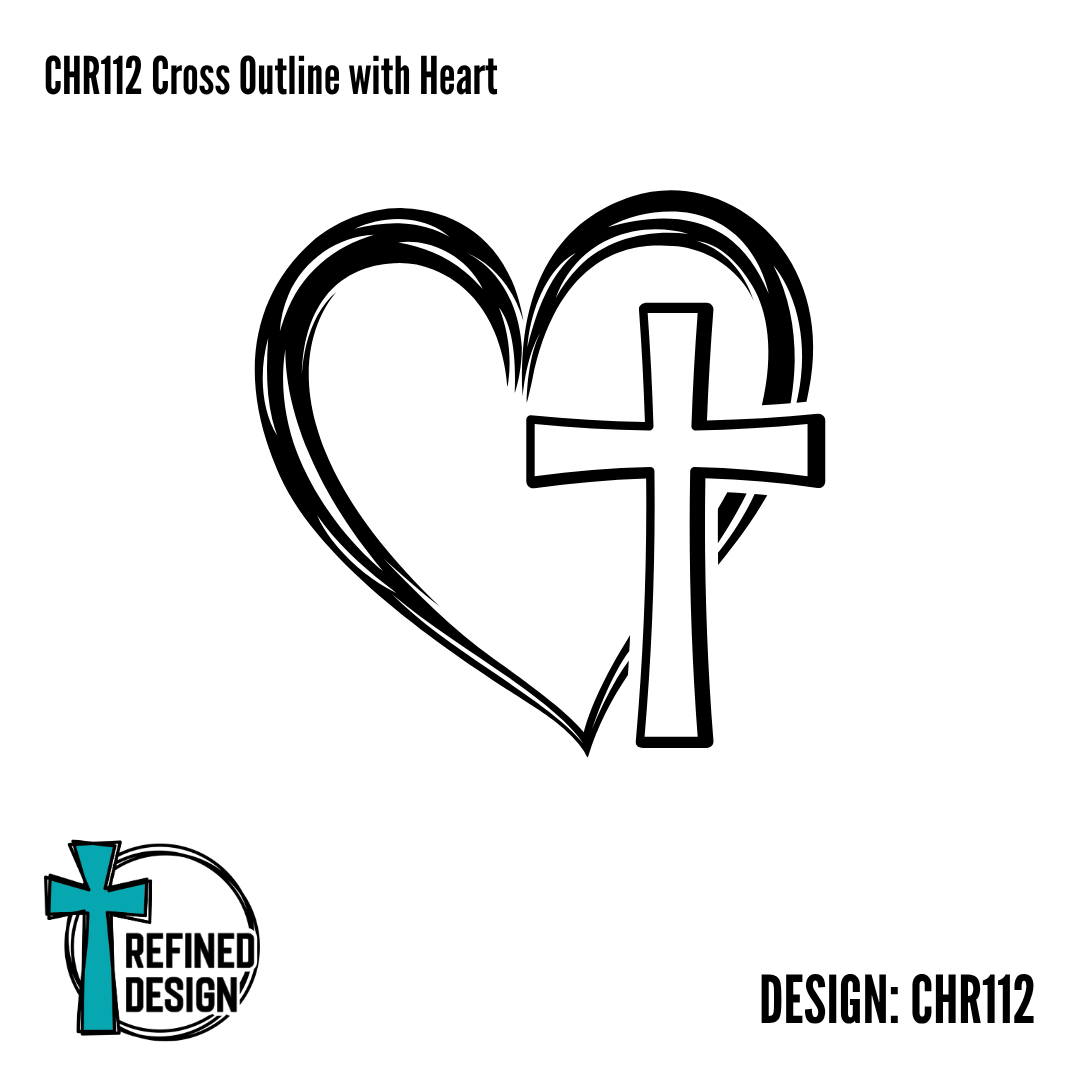 CHR112 Cross Outline with Heart
