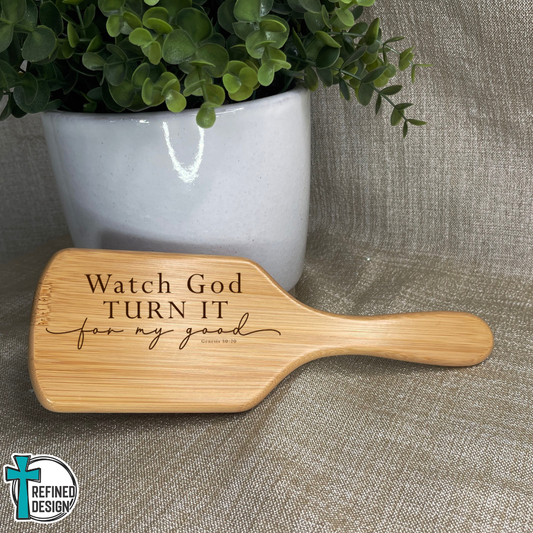 Personalized "Watch God" Bamboo Hairbrush