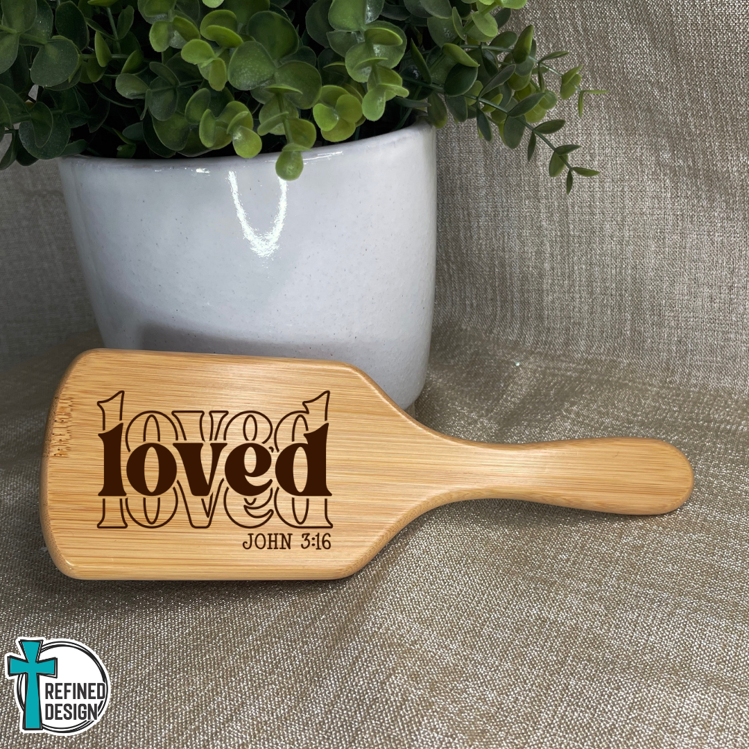 Personalized "LOVED" Bamboo Hairbrush