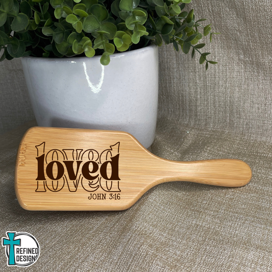 Personalized "LOVED" Bamboo Hairbrush