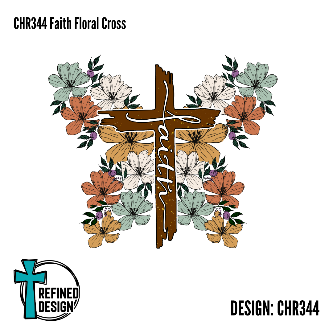 CHR344 Faith Floral Cross
