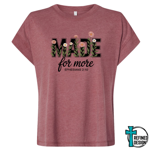 Made for More – Ephesians 2:10 Floral Vintage Washed Rouge Varsity Tee