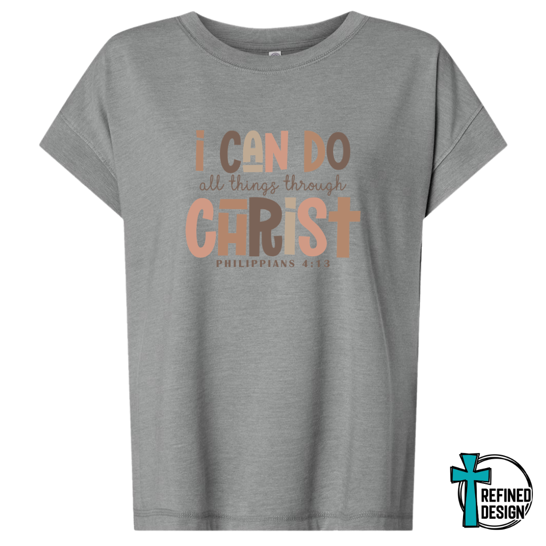 "I Can Do All Things Through Christ" Vintage Washed Grey Varsity Tee