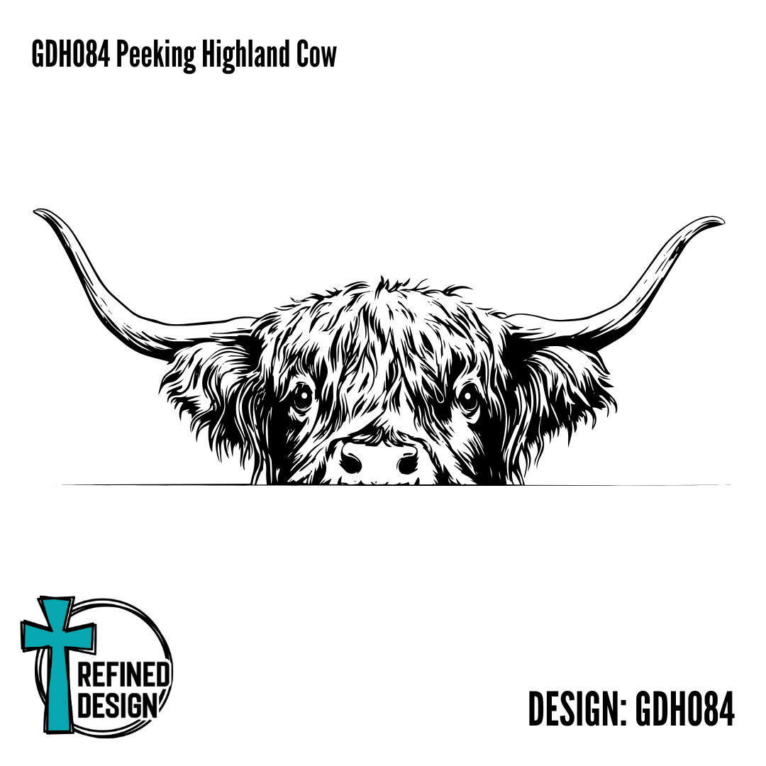 GDH084 Peeking Highland Cow