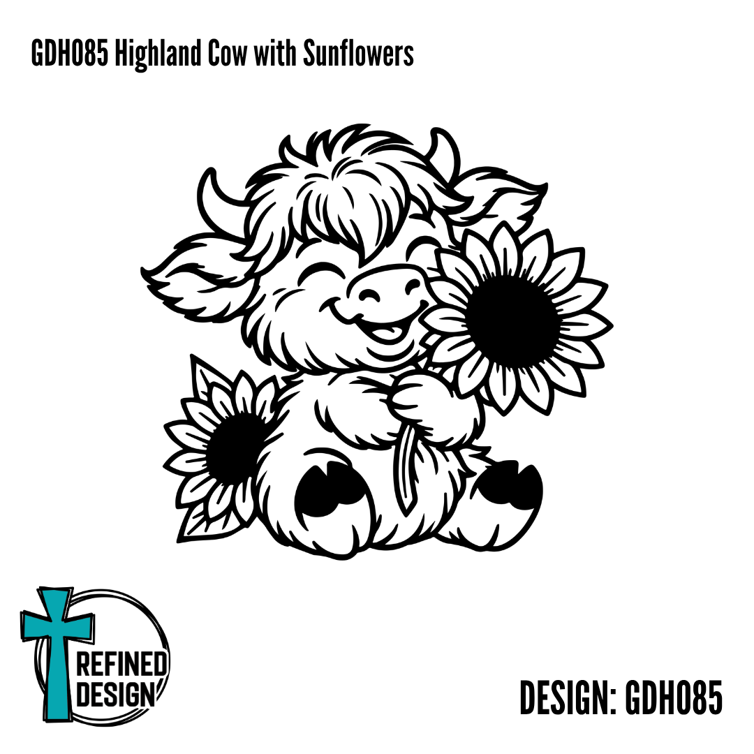 GDH085 Highland Cow with Sunflowers