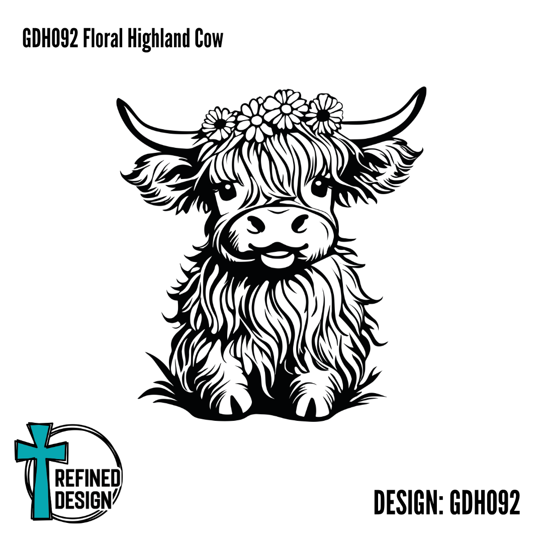GDH092 Floral Highland Cow