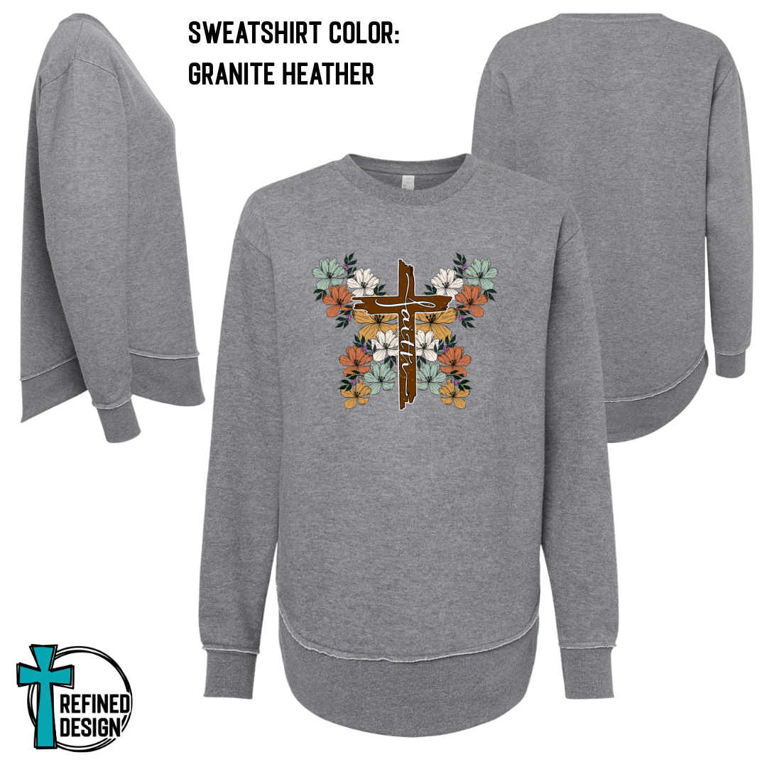 Faith Cross Floral Cozy Sweatshirt