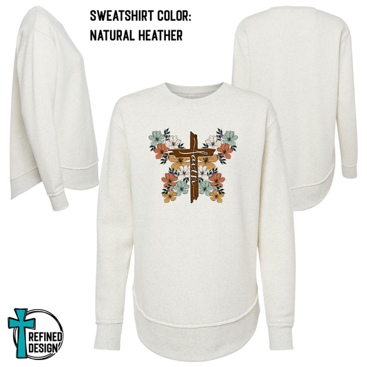 Faith Cross Floral Cozy Sweatshirt