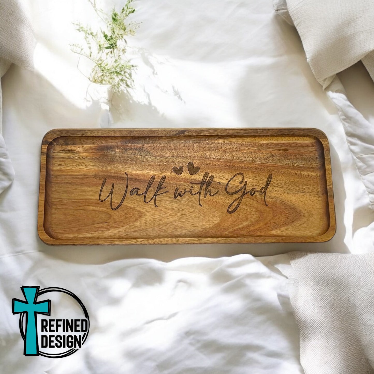 Walk With God Acacia Tray