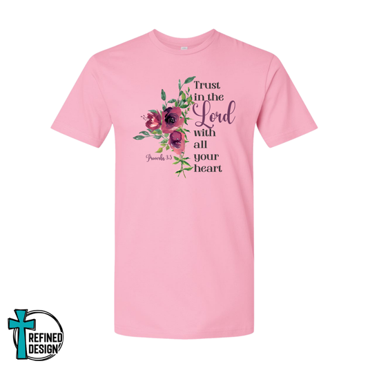 Floral Proverbs 3:5 Scripture T-Shirt