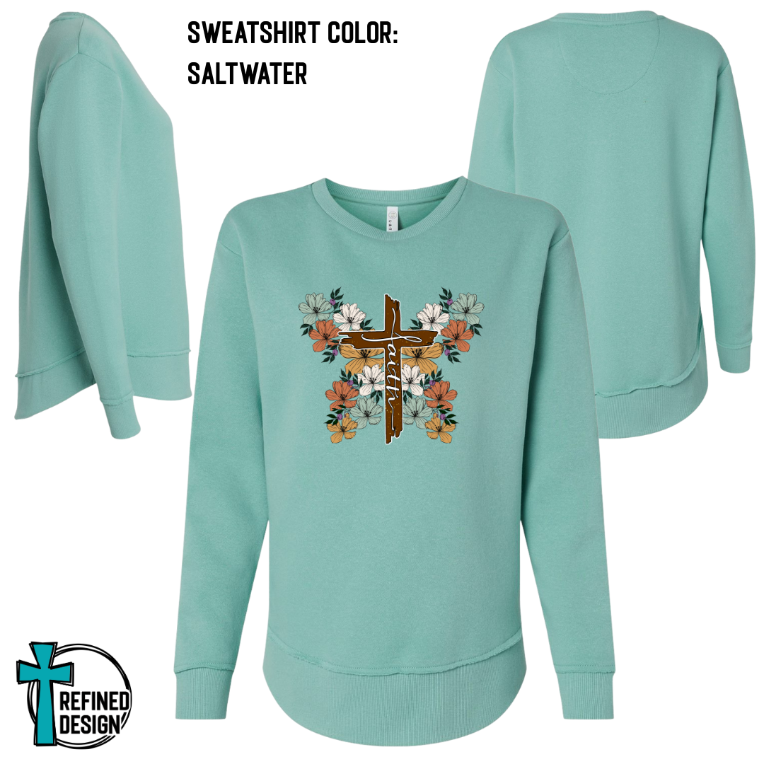 Faith Cross Floral Cozy Sweatshirt