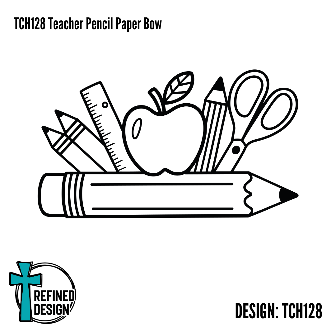 TCH128 Teacher Pencil Paper Bow