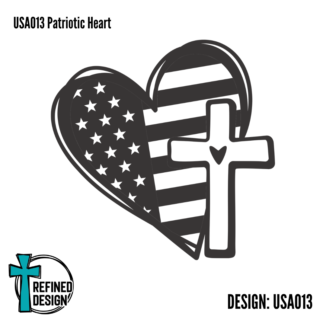 USA013 Patriotic Heart