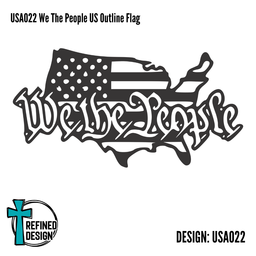 USA022 We The People US Outline Flag